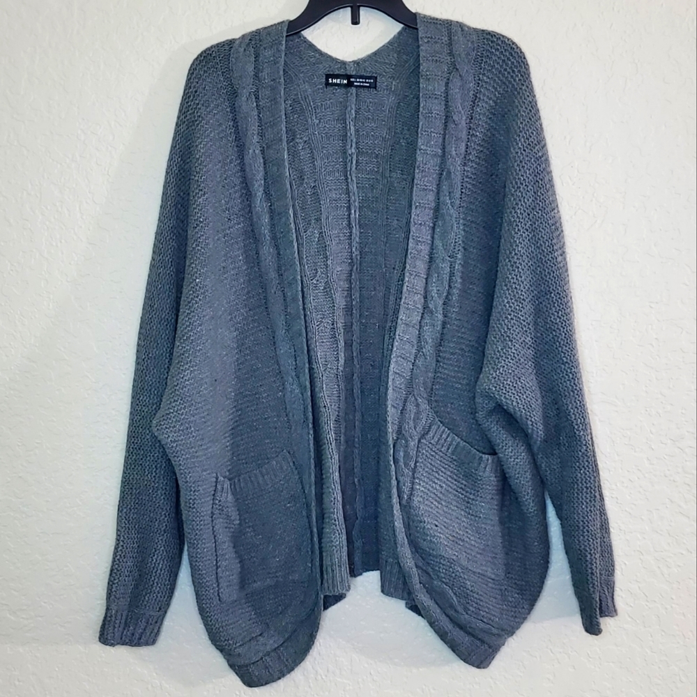 SHEIN LUNE Double Pocket Batwing Sleeve Cardigan Size L - Picture 2 of 12